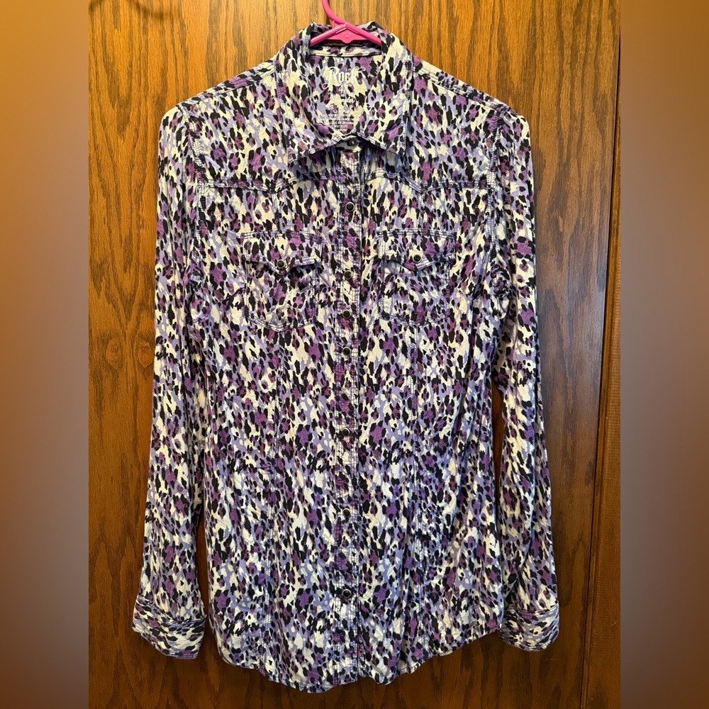 Women's Purple Leopard Print Western Shirt
